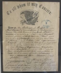 Photograph of Civil War Discharge Paper of William Griffis