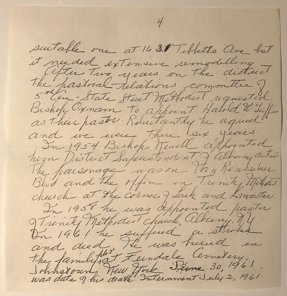 Handwritten letter by Evelyn Griffis on ancestry information for Dutcher Family